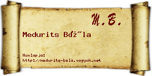 Medurits Béla névjegykártya